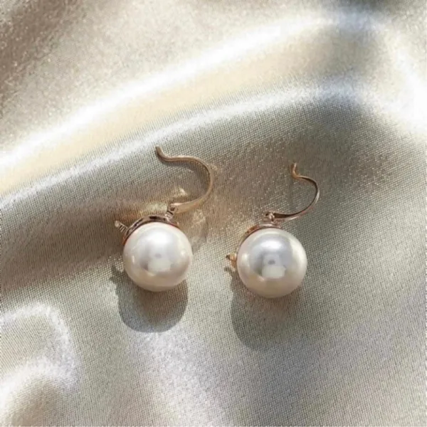 Elegant White Pearl Drop Dangle Earrings for Women - Image 4