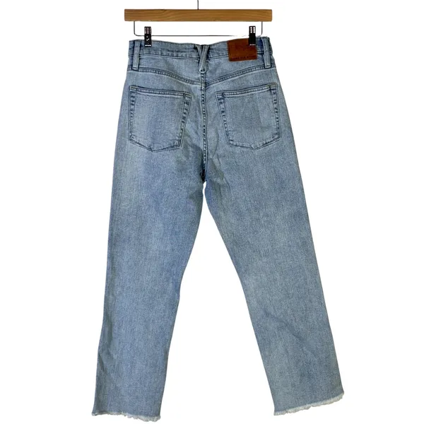 Point Sur J.Crew High-Rise Slim Boy Distressed Jeans Light Wash Size 26 Raw Hem - Image 5