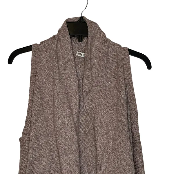 Old Navy Knit Sweater Vest Open Front Shrug Cardigan‎ Sleeveless Women Small Tan - Image 2