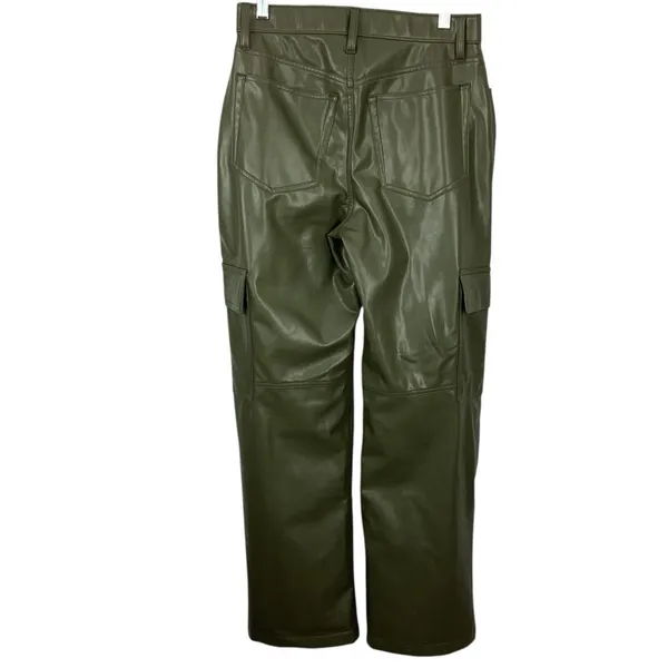 Abercrombie & Fitch The 90's Relaxed High Rise Cargo Vegan Leather Pants Size 6 - Image 5