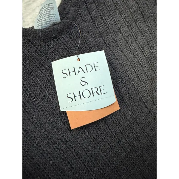 Shade & Shore Black Ribbed Knit Maxi Dress Swim Cover Side Slit XS‎ 0-2 NWT - Image 3