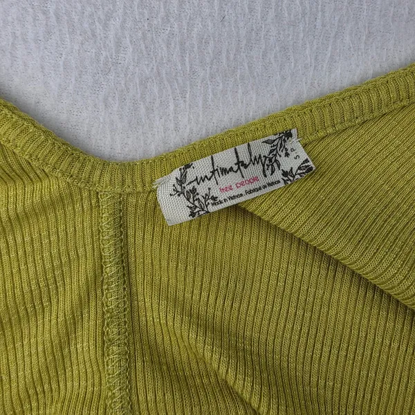 Intimately Free People Chartreuse Yellow Ribbed V-Neck Flowy Tank Top Small - Image 3