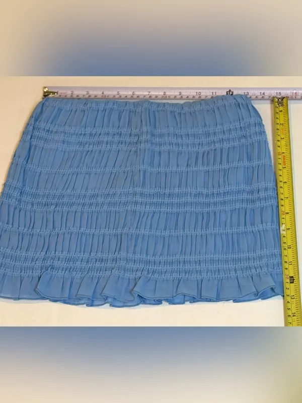 NWT Abercrombie Cloudy Blue Sheer Ruched Mini Skort XS Smocked Coquette Y2K - Image 6