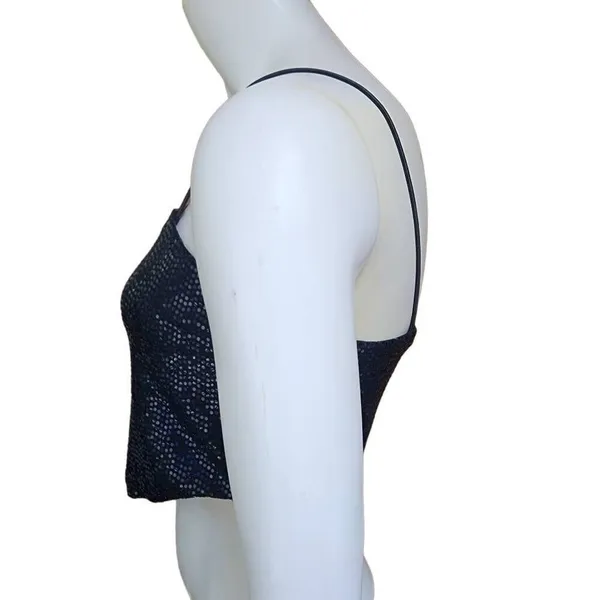 Rue 21 Black Sequined Handkerchief Cropped Top (M) - Image 5