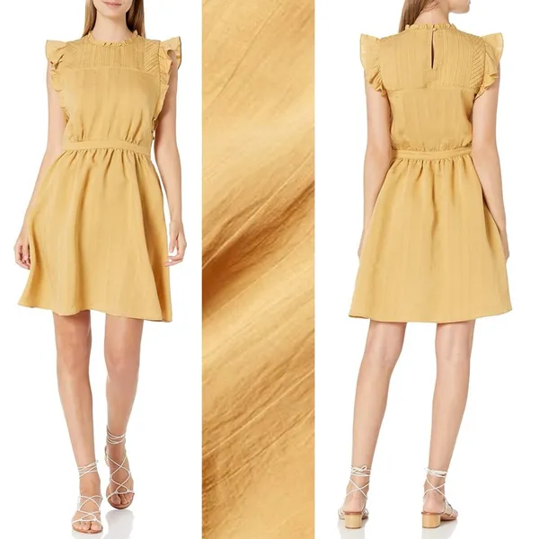 Club Monaco Mustard Ruffle Sleeve Fit And Flare Dress Womens 6 New NWT - Image 2