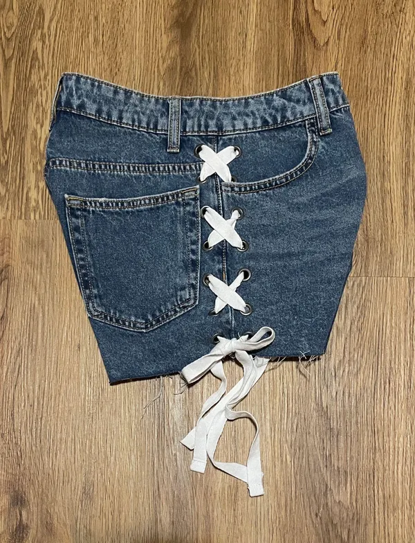 H&M Lace Up Denim Shorts - Image 2