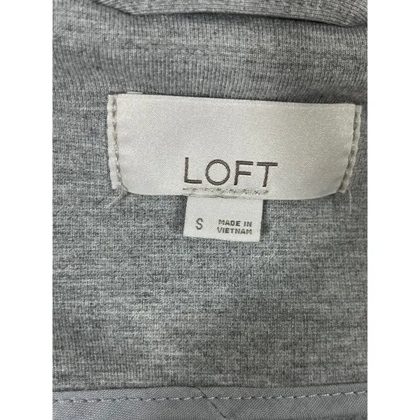 LOFT Cotton Knit Blazer Women S Heather Gray‎ Single Button Patch Pocket Jacket - Image 5