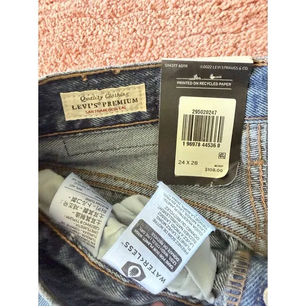 Levi’s Premium 501 Skinny High Rise Jeans Women’s 24x28 Blue Distressed Raw Hem - Image 4