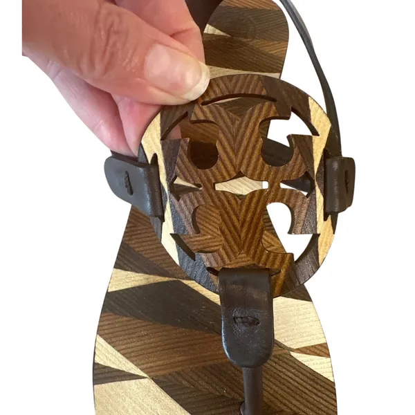 Tory Burch Miller‎ Block Heel Sandals Geometric Print 7.5 - Image 10