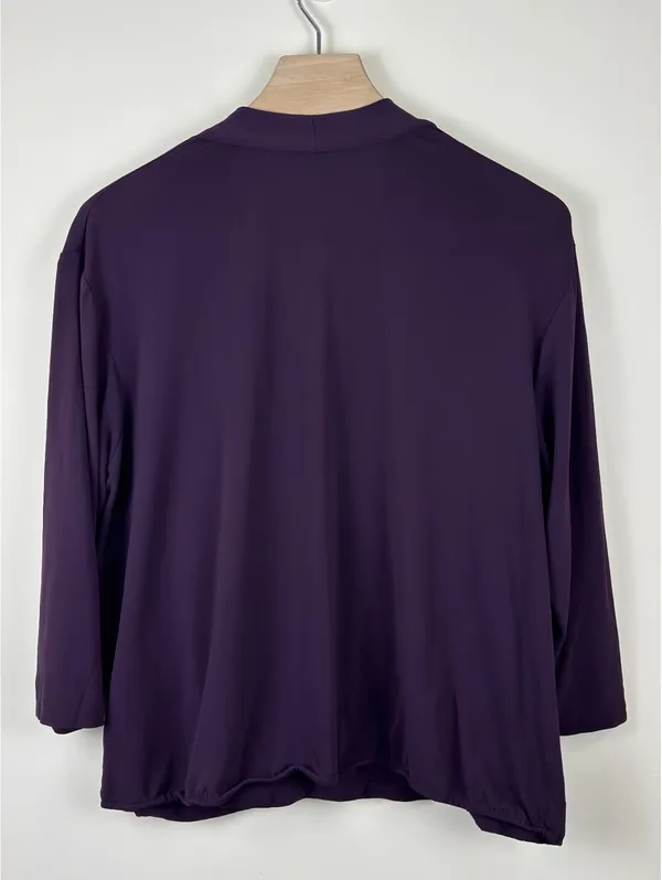 M.M.LaFleur Deneuve Top +2 Aubergine Purple Faux Wrap Italian Crepe Blouse - Image 8