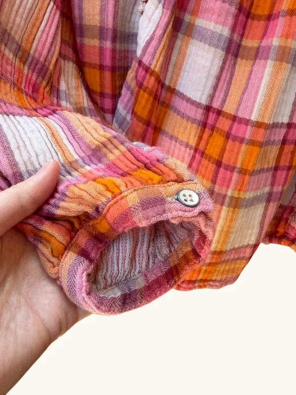 Free People Sienna Plaid Smocked Gauze Crinkle Blouse - Image 6