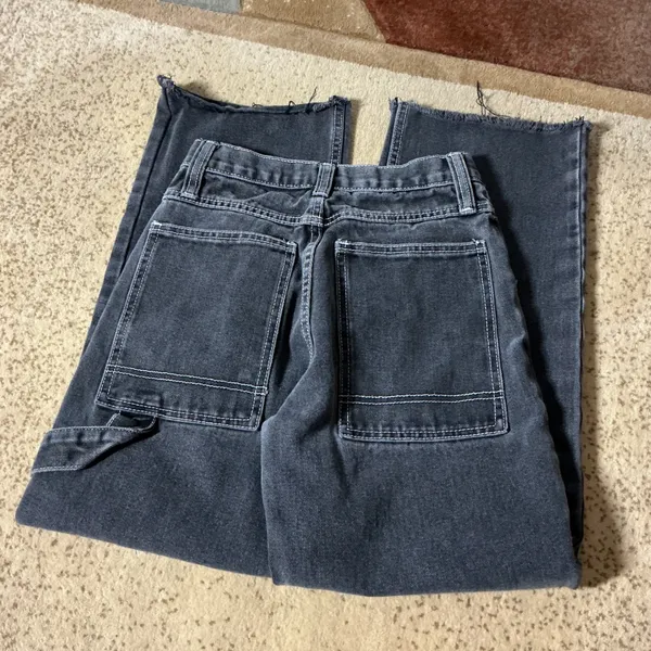 J. Galt Y2K Brandy Melville Black Carpenter‎ Jeans Raw Hem S Streetwear - Image 4