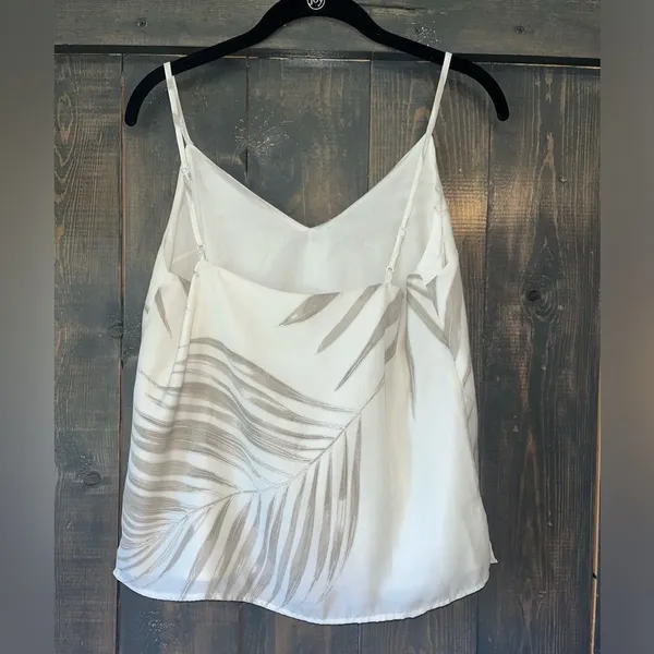 BB Dakota White Palm Leaf Print Camisole Tank Top‎ Sleeveless Summer Blouse - Image 3