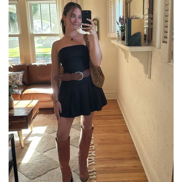 REFORMATION Isabeli Linen Mini Dress in Black Size 6 - Image 3