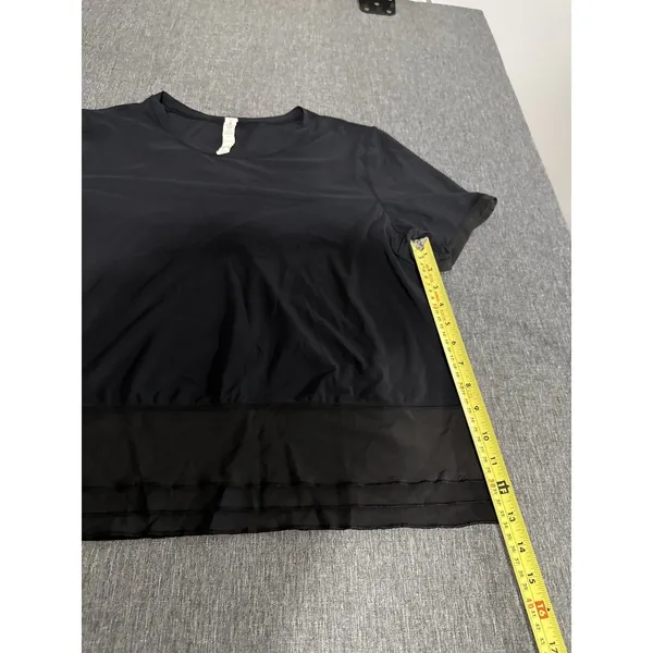 Lululemon Women Sole Training Short Sleeve Shirt Sheer With Ruffle Detail Sz 12 - Image 7