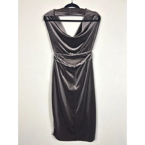 Womens Velvet‎ Cowl Neck Velvet Sleeveless Dress L Open Back Holiday New Year's - Image 2
