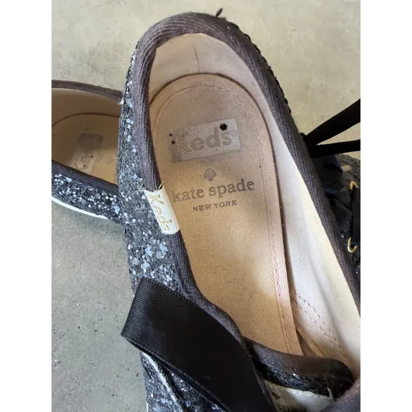 Keds x Kate Spade New York Black Glitter Champion Sneakers WF52882 Womens 6.5 - Image 2