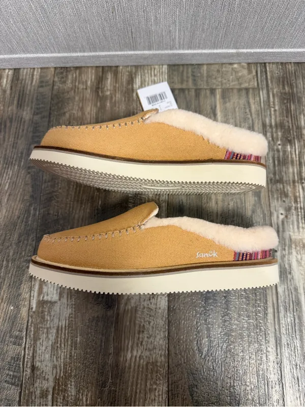 Sanuk Women's Tan Canvas Shearling-Lined Mules Size 6 - Image 11