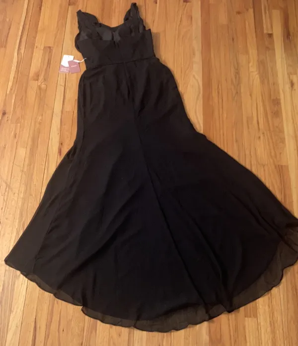 Women’s STACEES Formal Black Sweetheart Sweep Train Dress Size 12 Bust 39 New - Image 8