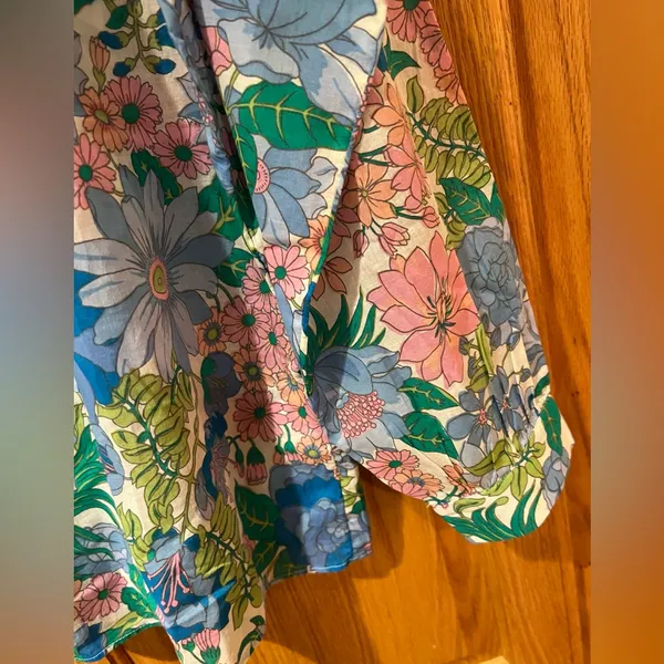J.Crew Cotton Tie-Front Gathered Sleeves‎ Ruffle Top in Fairy Floral Size XS - Image 7