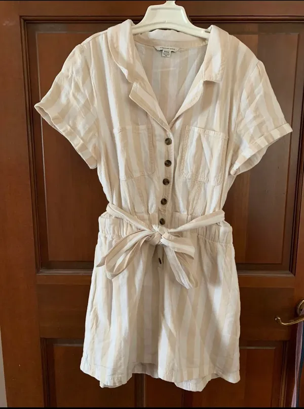American Eagle Striped Utility Romper - Image 2