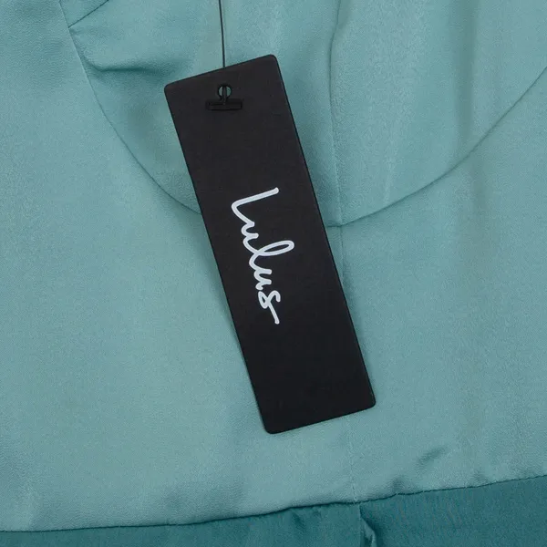 NWT Lulus Double Darling Sage Green Satin‎ Ruffle Maxi Dress Womens XL Evening - Image 9