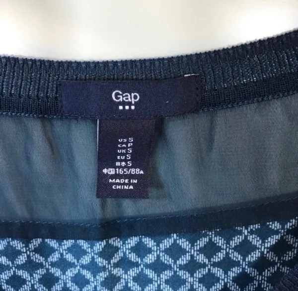 Gap Geometric Blue Sleeveless Top Blouse S 4 6 Business Casual Lightweight - Image 5