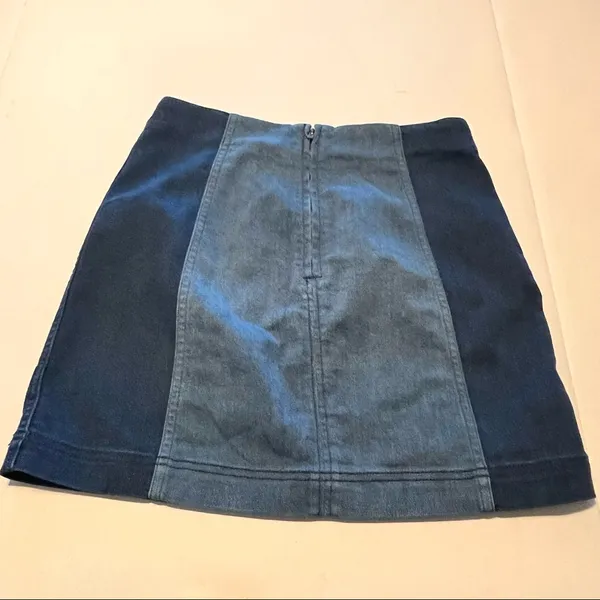 Free People Womens Size 8 Blue Two Toned Modern Femme Color Block Mini‎ Skirt - Image 11