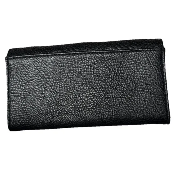 Jessica Simpson Black Quilted Leather Trifold Wallet with Logo Plaque - Image 4