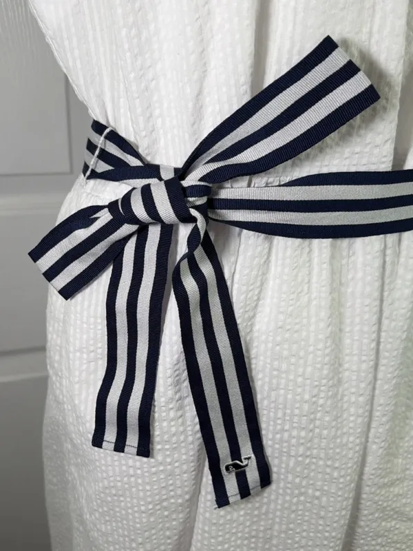 Vineyard Vines Target Nautical White Seersucker Ruffle Sundress size Lg - Image 5
