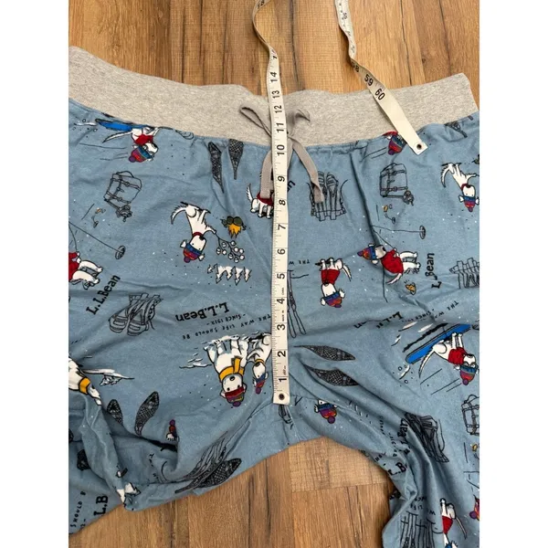 L.L.Bean Ski Snow Print Pajama Lounge Pants XL Blue 100% Cotton‎ Sleepwear NWOT - Image 9