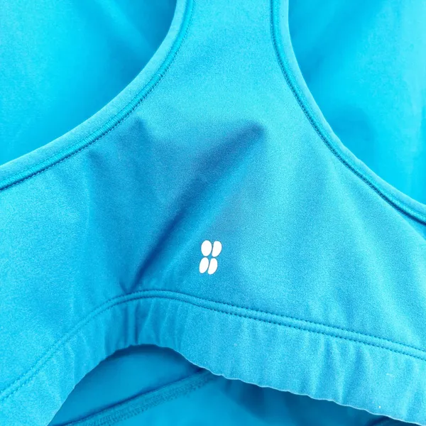 Sweaty Betty Womens Teal Blue Power Contour Zip Bra Racerback‎ Sports Bra XXL - Image 4