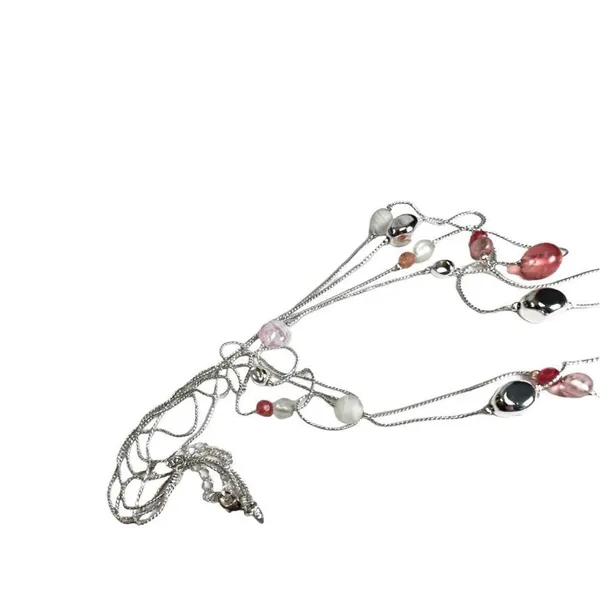 Marked NWT silver and pink beaded layered necklace - Image 6