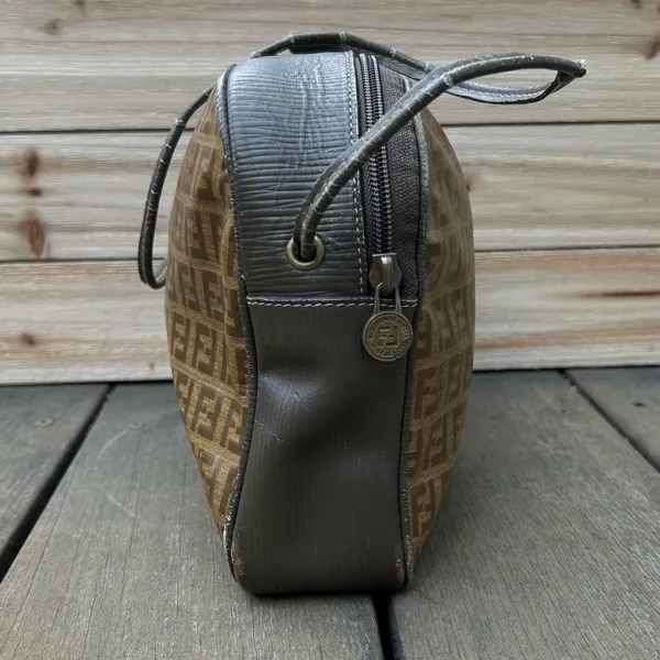 Authentic Vintage Tan Brown Monogram Fendi Shoulder Bag Purse - Image 7