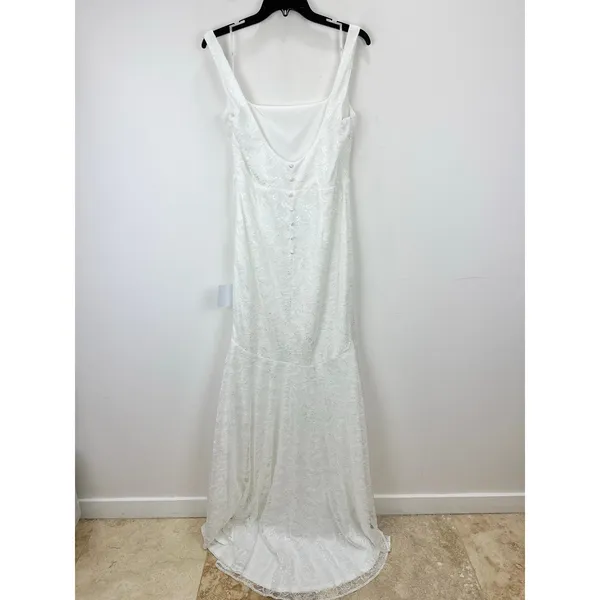 Lulus Eternal Happiness White Lace Square Neck Mermaid Maxi Dress Wedding L NWT - Image 10