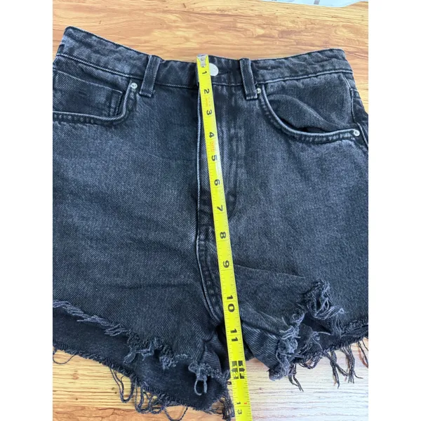 Zara‎ Washed Black High Waisted Distressed Denim Shorts Size 2 - Image 6