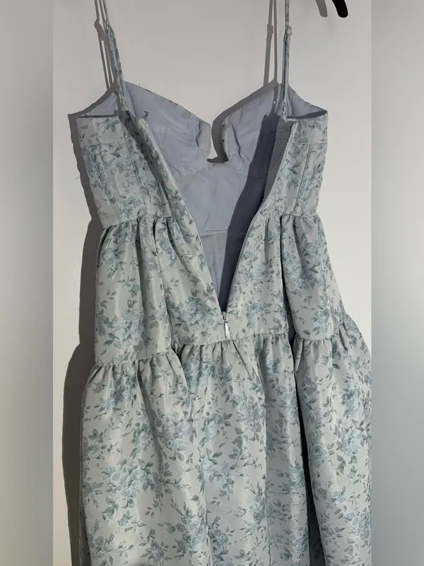 Maison Amory Sky Blue Floral Strapless Sweetheart The Windsor Maxi Dress - Image 16