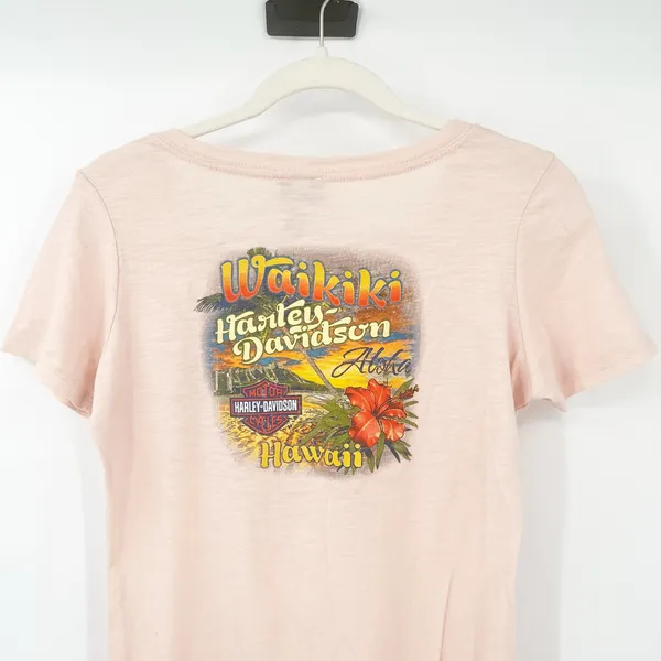 Harley Davidson Motorcycles Womens Waikiki Hawaii Graphic Print T Shirt Size M‎ - Image 7