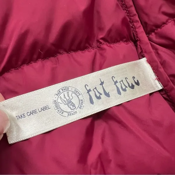 Fat Face Lightweight Puffer Coat Down Jacket Navy Burgundy Size Medium - Image 7