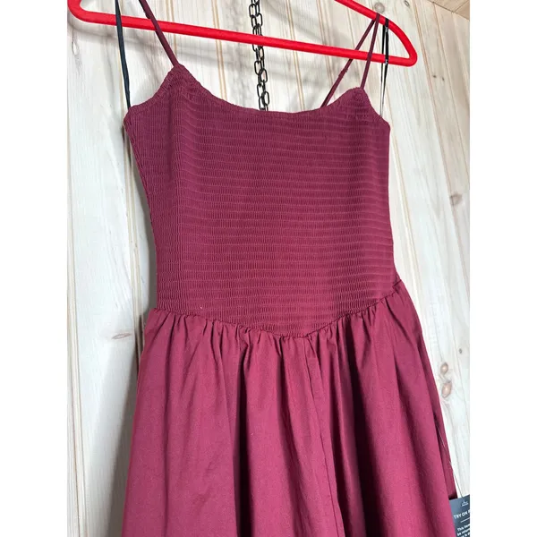 NWT Lulus Tandria Burgundy Smocked Sleeveless Midi Dress Gala Banquet Size XL - Image 4