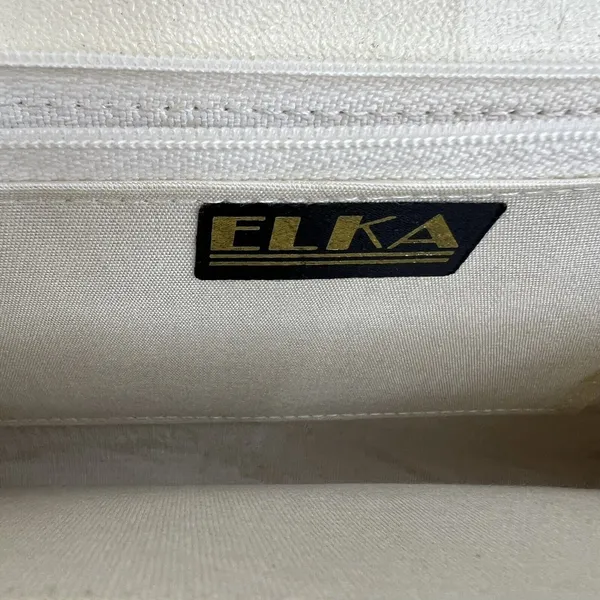 Elka Small Handbag Clutch Cream Metal Mesh Vintage Gold Tone Chain Evening Bag - Image 11