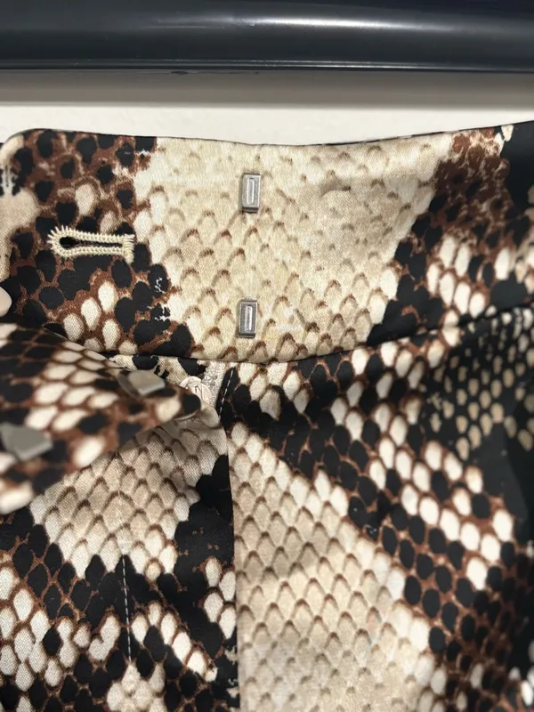 Express Snake-Print Paperbag Trousers in Beige, Black and Brown - Image 6