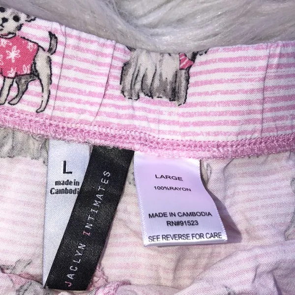 Jaclyn smith Pink striped dog print Women's pajama shorts size large - Image 2