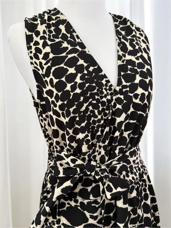 NWT Who What Wear Swirling Leopard Wrap Ruffle High Low Maxi Dress XS - Image 7