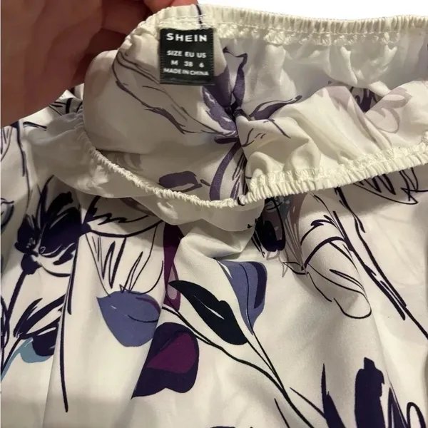 ✨🌸 Shein Off-Shoulder Floral Top‎ White Purple Medium 🌸✨ - Image 4