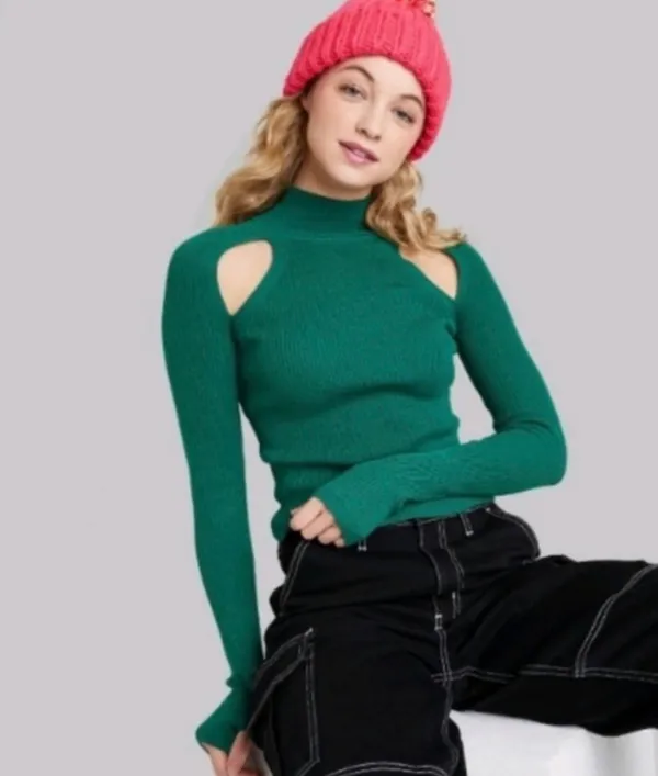 Bundle: 2 Wild Fable Low Turtleneck Ribbed Cutout Long Sleeve - Image 4