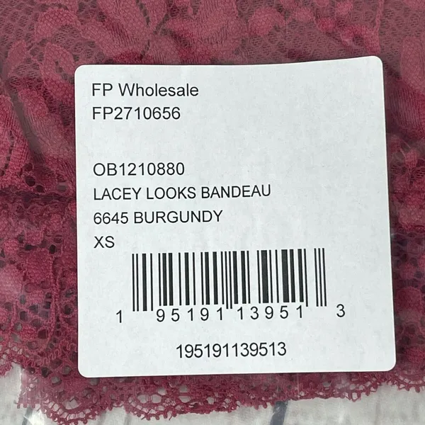 Free People Intimately Bandeau Bra Lacey Looks Burgundy X-Small XS Strapless New - Image 10