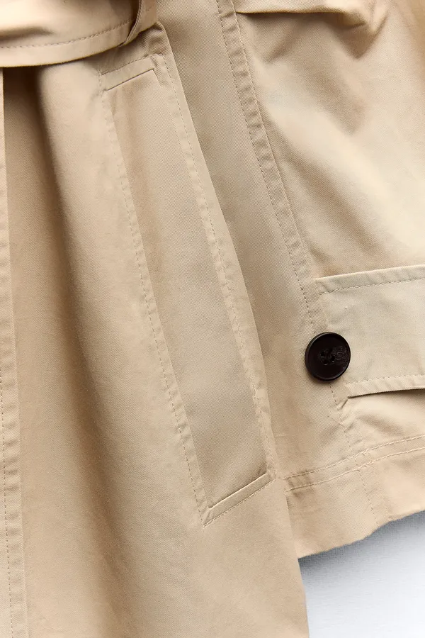 ZARA coat jacket overcoat trench duster long beige tan casual - Image 14
