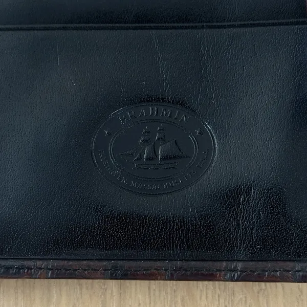 Brahmin Womens Bifold Vtg Leather Wallet Kiss Lock Croc Alligator Black Brown - Image 7