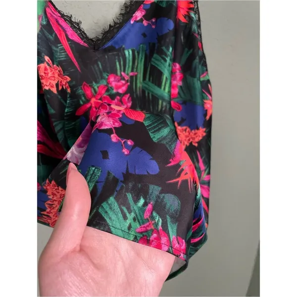 Victoria’s Secret Stretch Satin Lace Trim Cami Size Large Moonlit Tropic Flyaway - Image 5